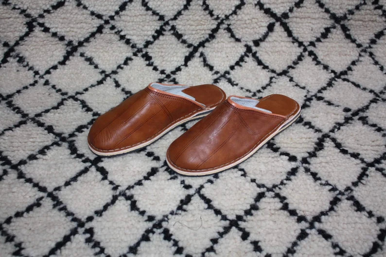 Brown LEATHER SLIPPERS