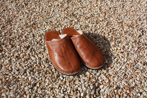 Brown LEATHER SLIPPERS